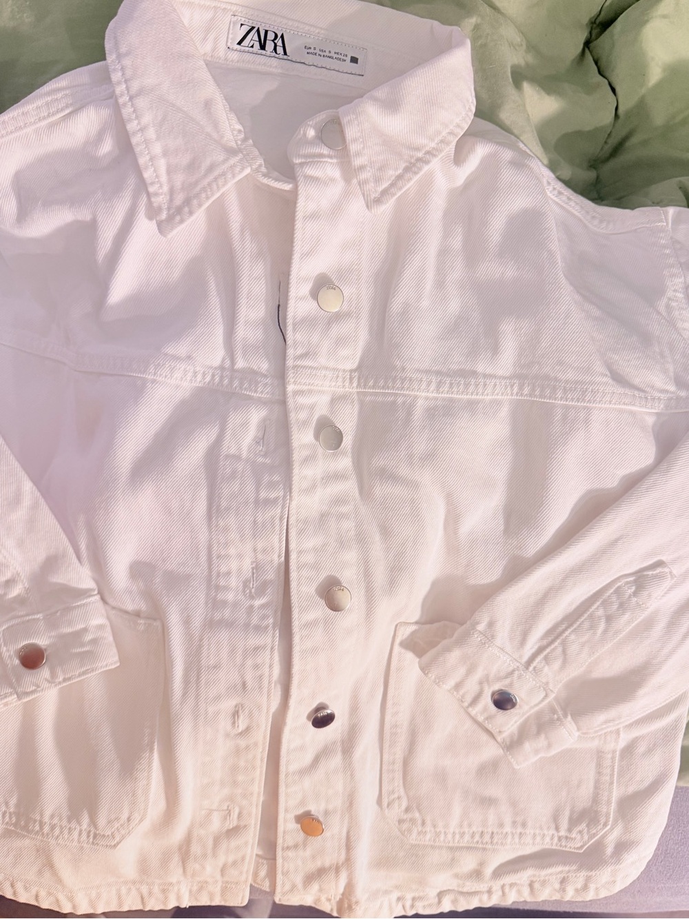 ZARA White Button-Front Denim Shirt Jacket NWOT